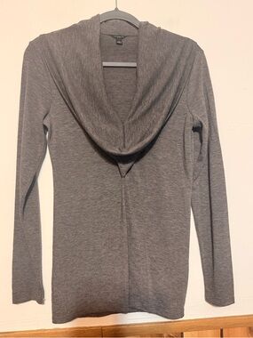 Ann Taylor Gray Hooded Open-Front Cardigan